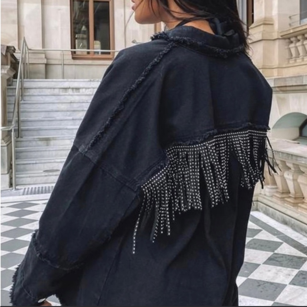 The style between us black fringe shirt/jacket xl - Picture 2 of 7